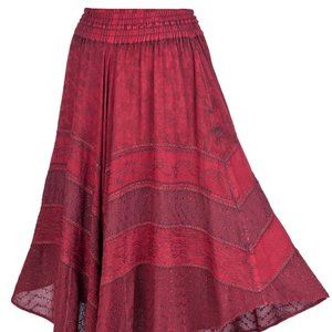 Flora Maxi Skirt Burgundy Rayon, size Large, beautiful!